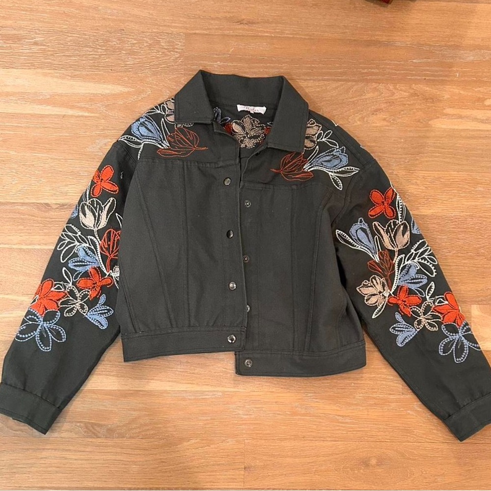 Parker Green Cropped Denim Jacket